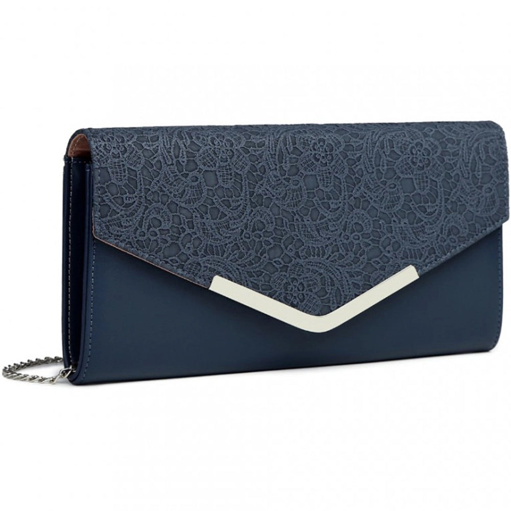 Geanta clutch de seara, eleganta cu aspect texturat sin piele ecologica, Miss Lulu LP2312