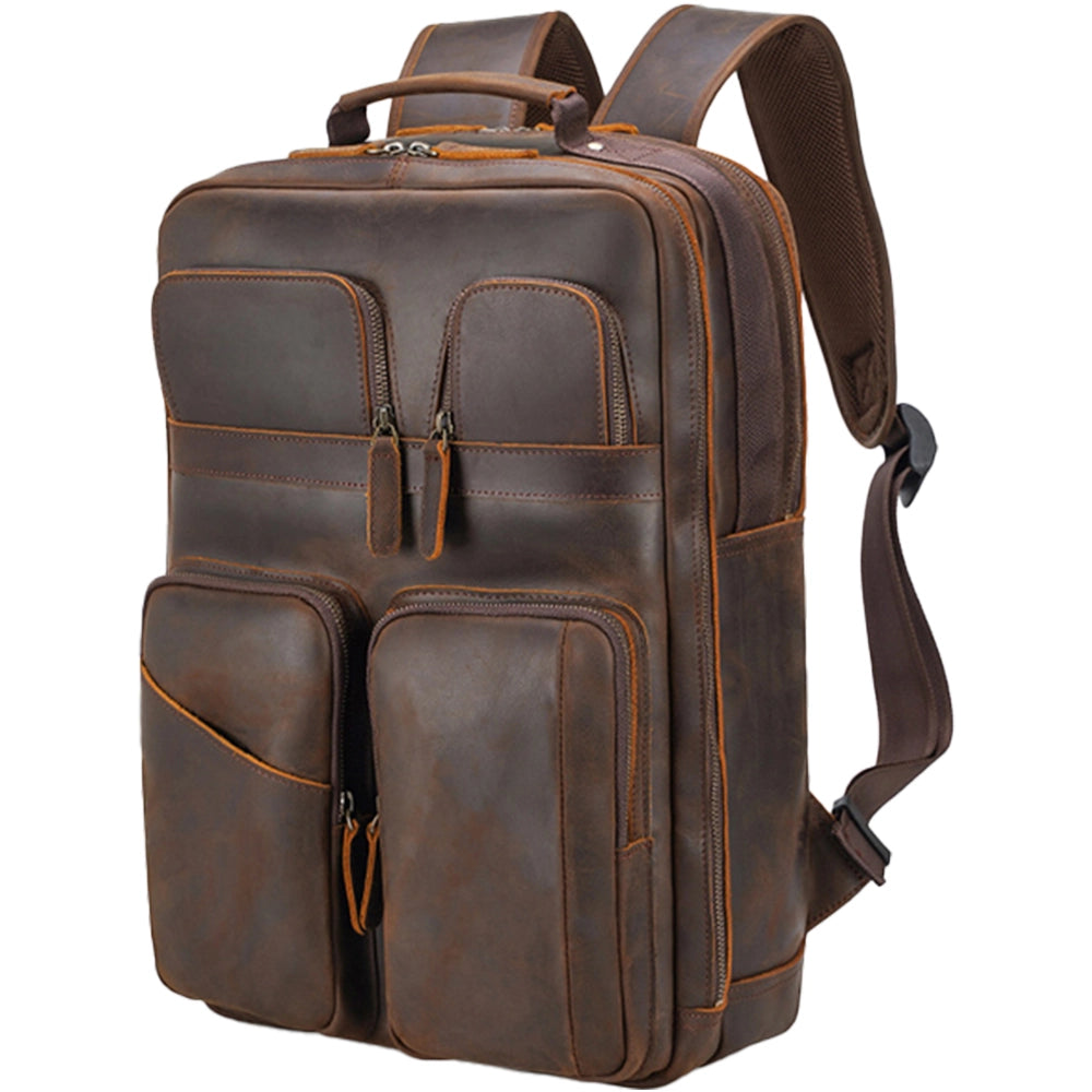 Rucsac unisex pentru laptop, rezistent la apa din piele naturala, JOLAR. P-0073