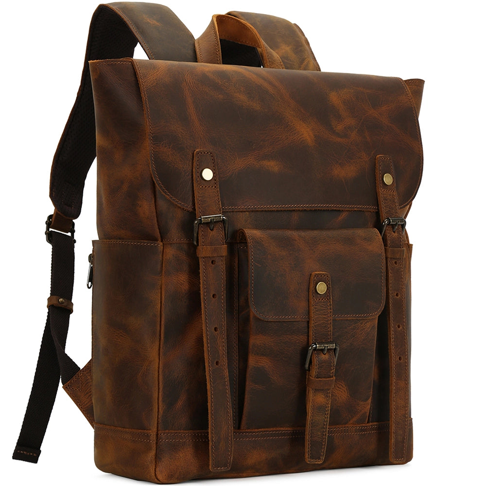 Rucsac unisex din piele naturala pentru calatorii, hiking, vintage retro style, rezistent la apa, JOLAR. P0120