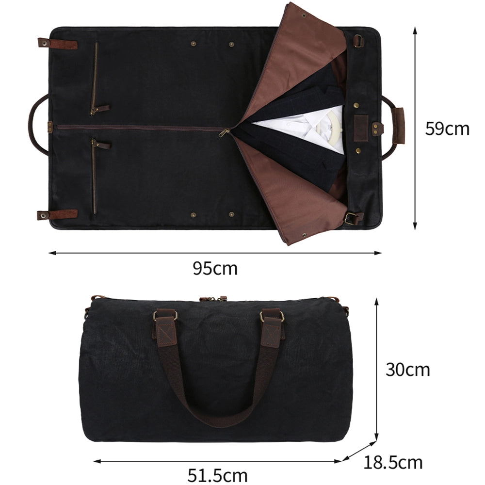 Geanta duffle 2 in 1 pentru barbati, cu husa pentru costum, din material canvas este rezistenta la apa, JOLAR. YD-7861/2