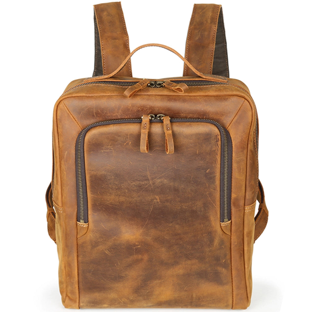 Rucsac Piele Naturală JOLAR, Stil Vintage Urban, Maro