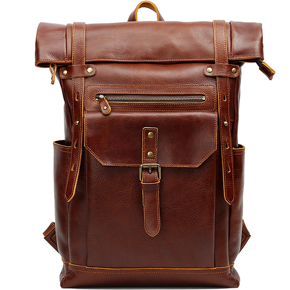 Rucsac unisex vintage style pentru hiking, din piele naturala rezistent la apa, JOLAR. YD-8720-1