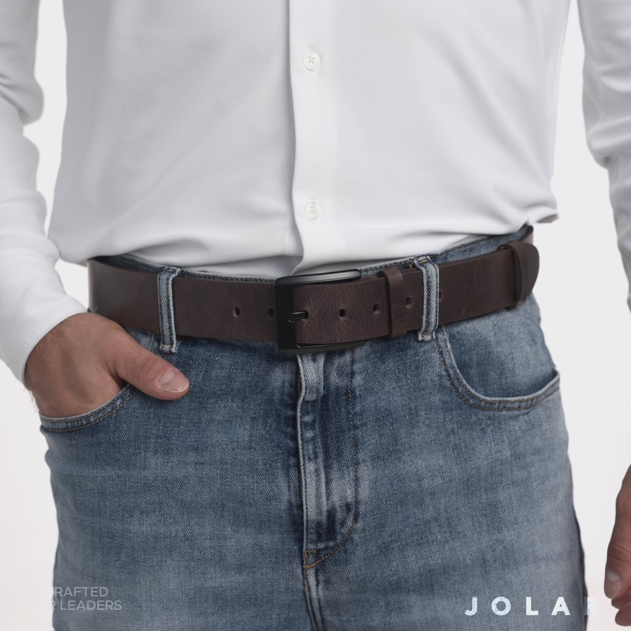 Curea Bărbați Piele Naturală JOLAR, Cataramă Clasică Dreaptă, 4 cm