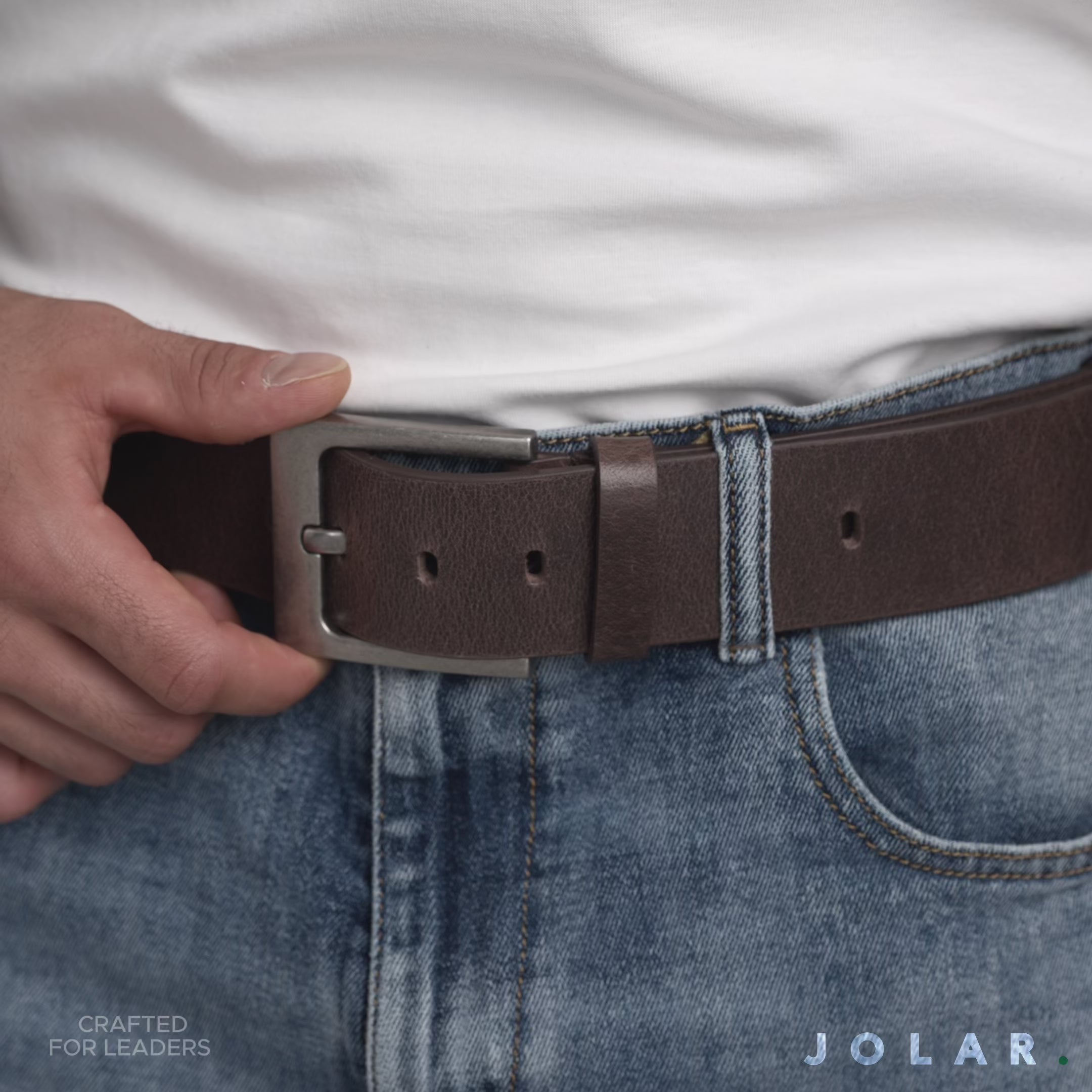 Curea Bărbați Piele Naturală JOLAR, Cataramă Clasică Antichizată, 4,5 cm