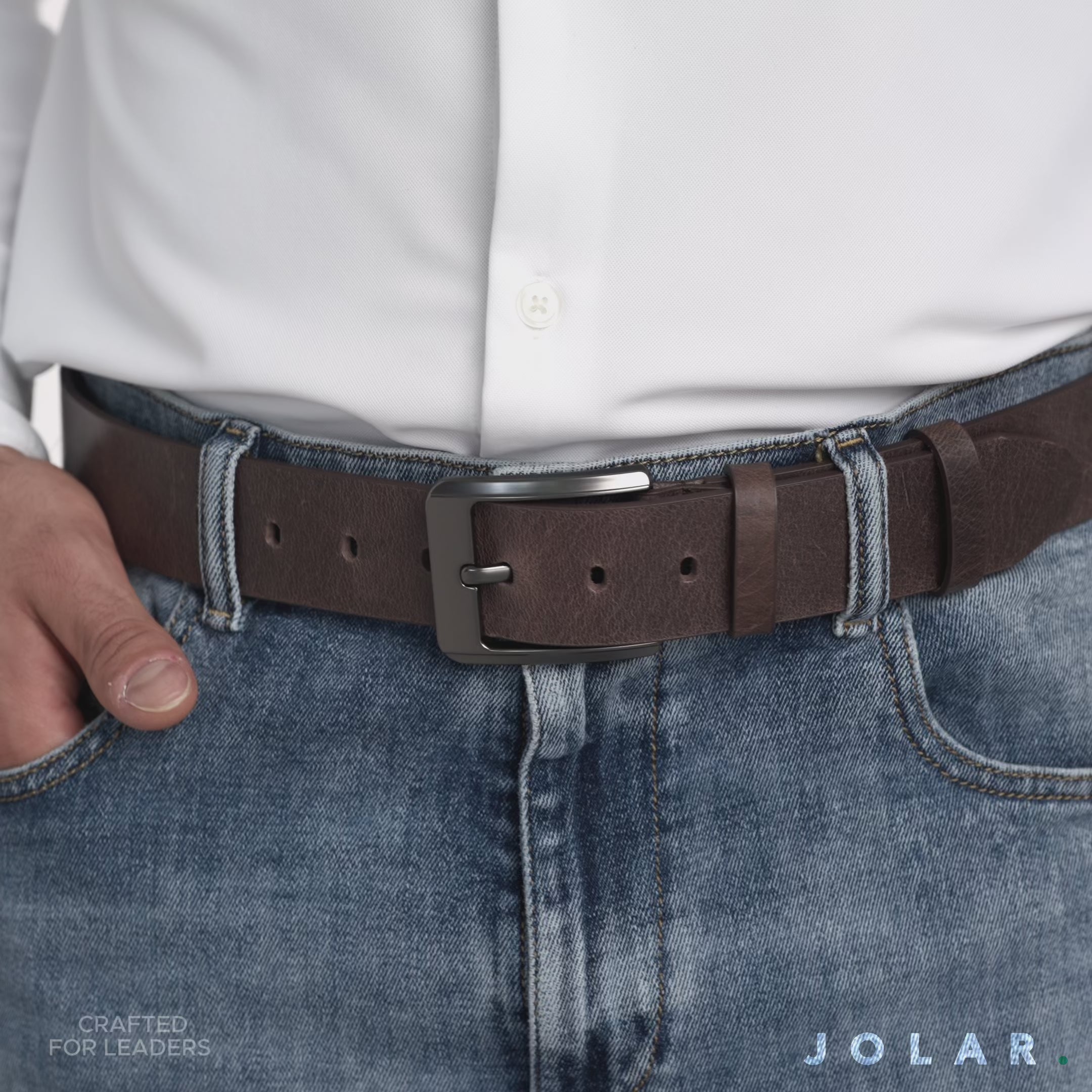 Curea Bărbați Piele Naturală JOLAR, Cataramă Clasică Dreaptă, 4 cm