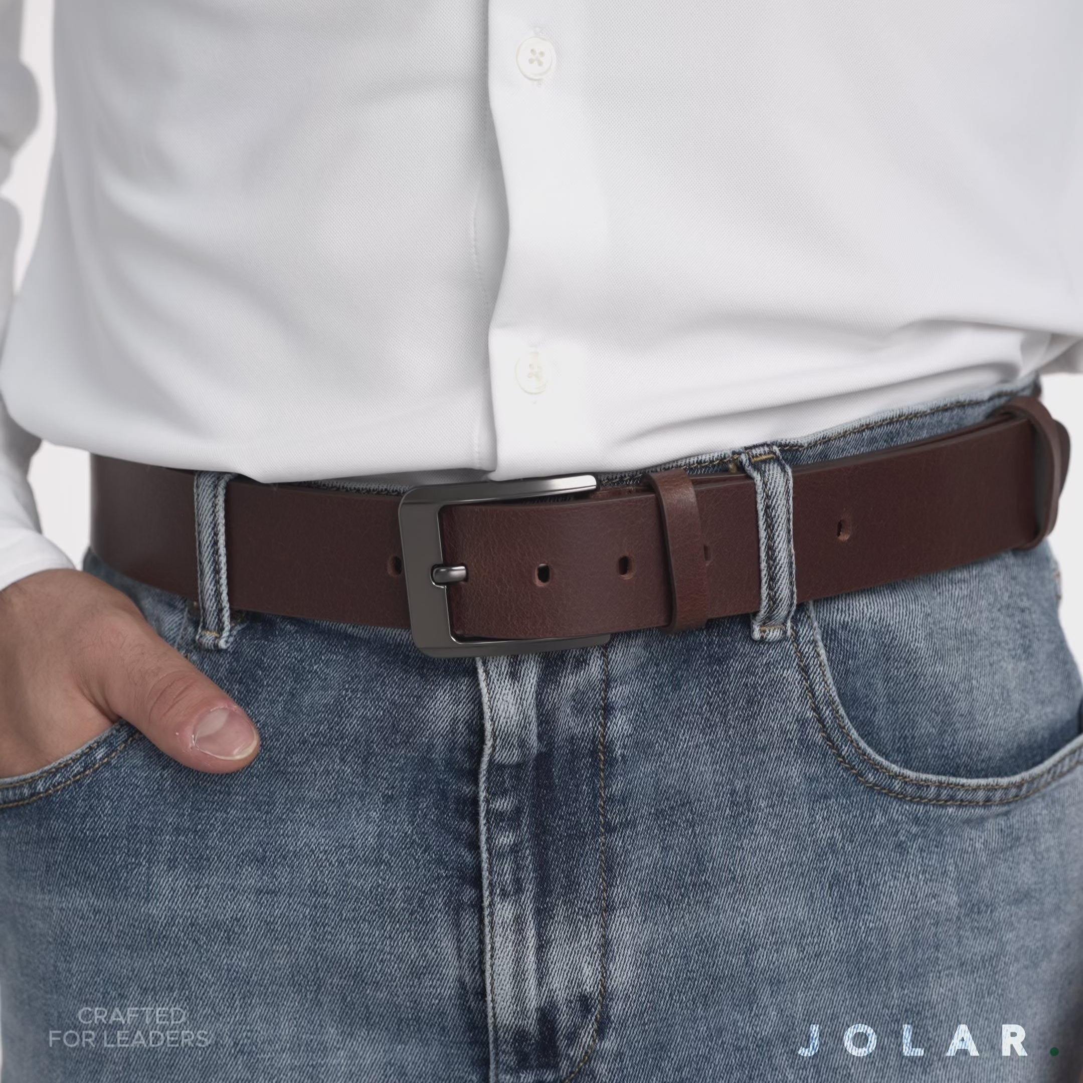 Curea Bărbați Piele Naturală JOLAR, Cataramă Clasică Dreaptă, 4 cm