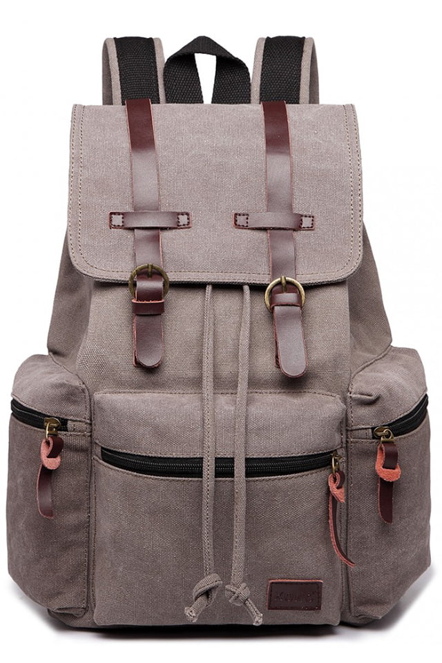 Rucsac multifuncional unisex pentru calatorii sau hiking, cu detalii din piele, KONO E1672
