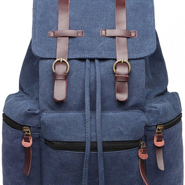 Rucsac multifuncional unisex pentru calatorii sau hiking, cu detalii din piele, KONO E1672