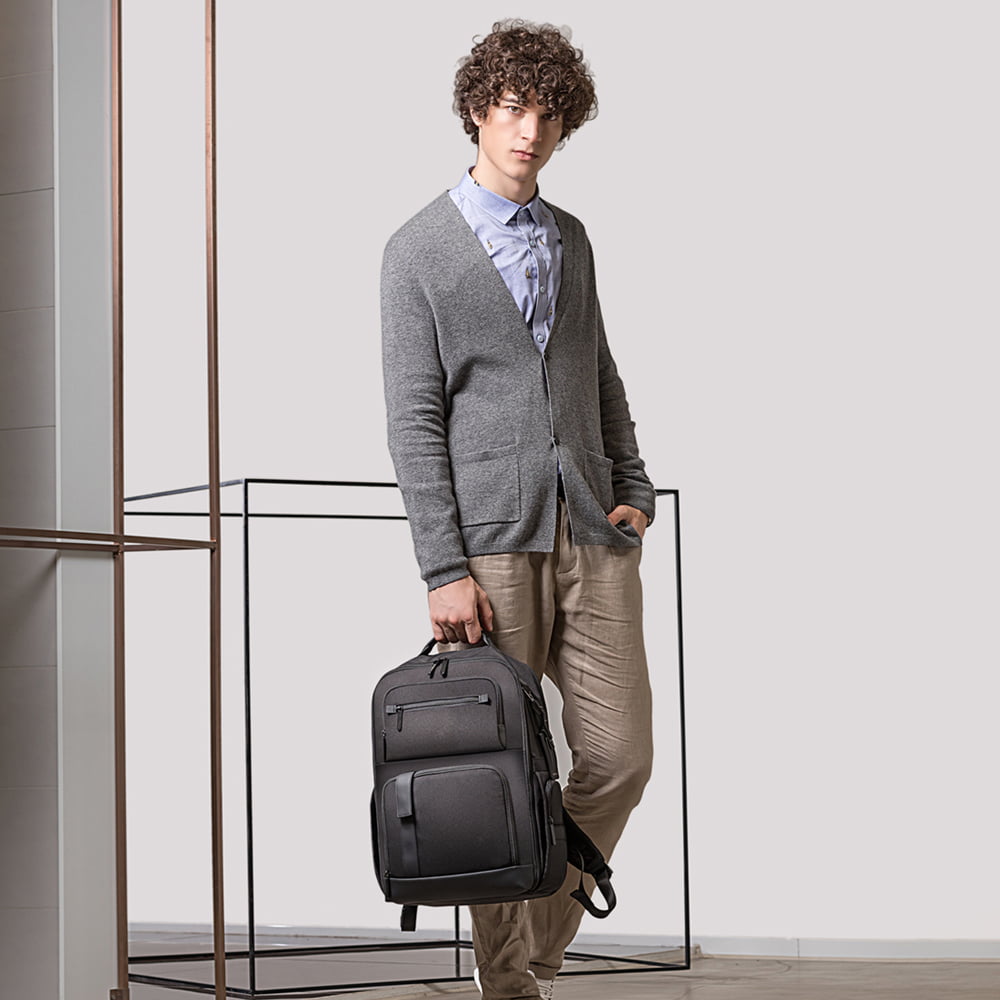 Rucsac smart unisex, din microfibra, fixare de valiza perfect pentru calatorie, cu compartiment pentru laptop de 15.6 inch, BANGE BG-G61