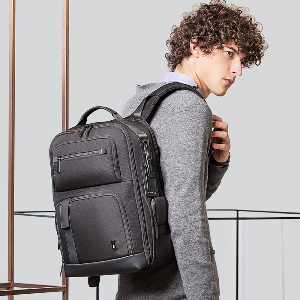 Rucsac smart unisex, din microfibra, fixare de valiza perfect pentru calatorie, cu compartiment pentru laptop de 15.6 inch, BANGE BG-G61