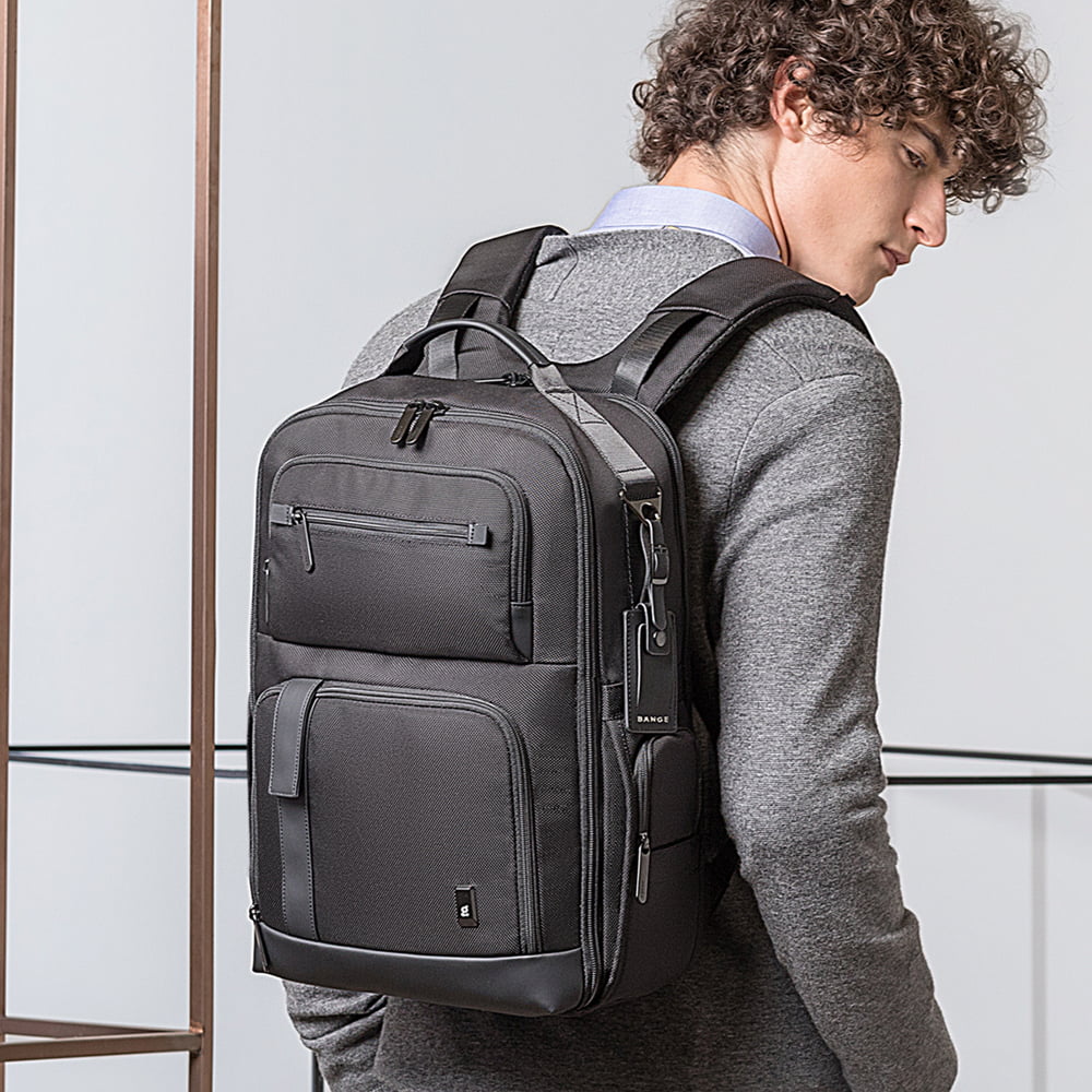 Rucsac smart unisex, din microfibra, fixare de valiza perfect pentru calatorie, cu compartiment pentru laptop de 15.6 inch, BANGE BG-G61