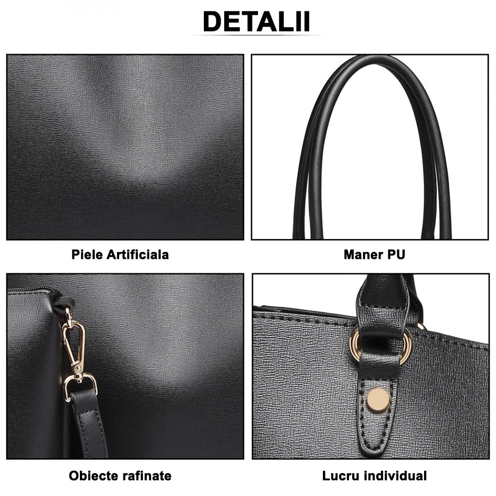 Genti casual pentru dama, set din 2 bucati, din piele ecologica este rezistent la stropi, Miss Lulu LH6895